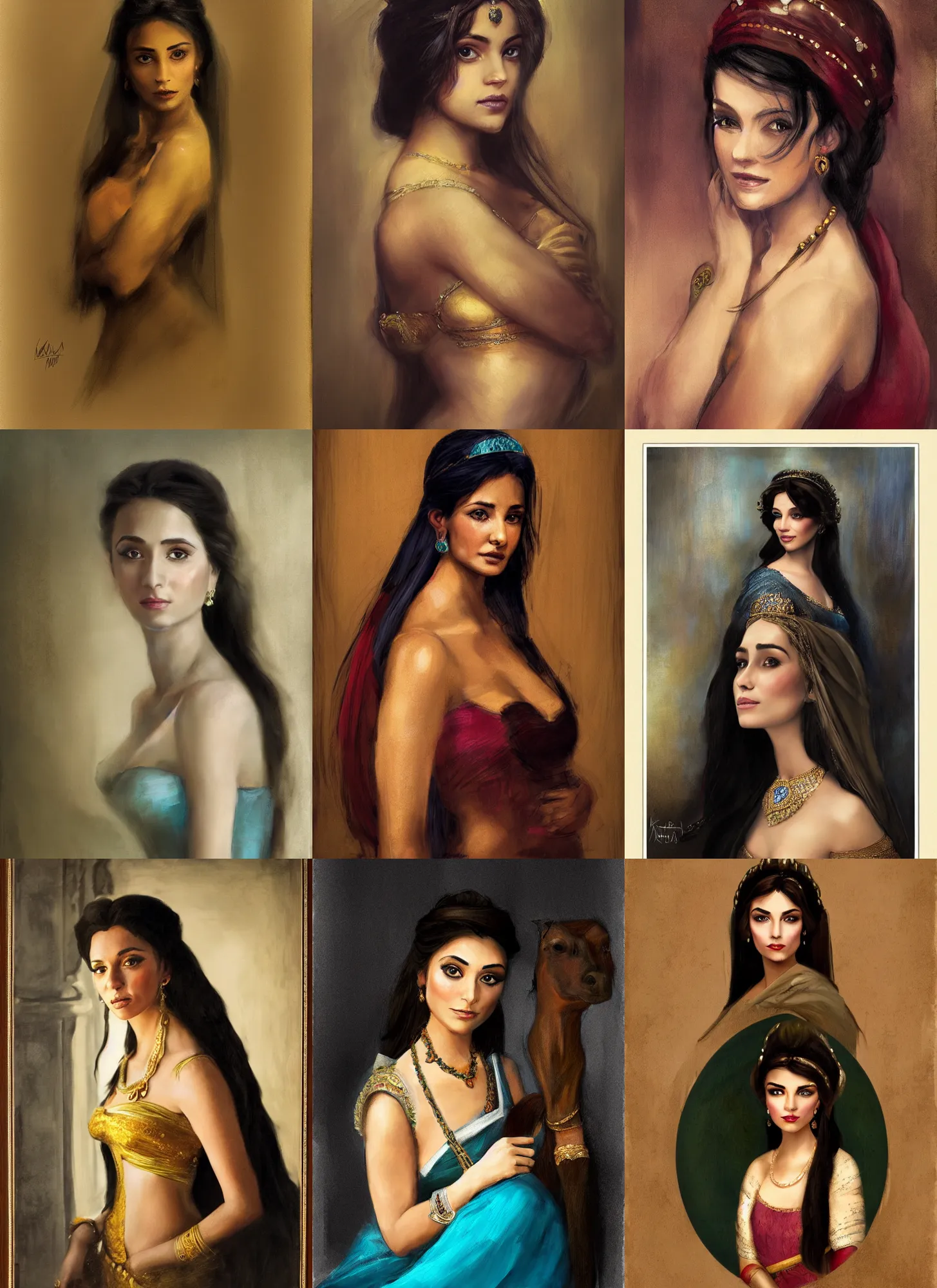 Prompt: a portrait of princess jasmine, in style of Bowater Charlie and Chausheva Katia