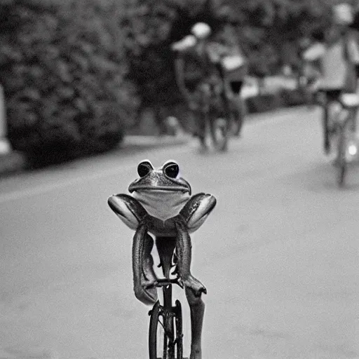 Image similar to photograph of a frog riding a bicycle