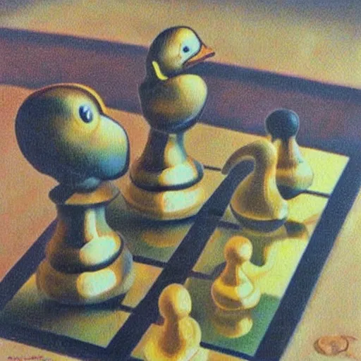 Painting of a python snake on a chess board painted by dali