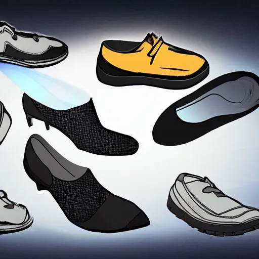 Image similar to solar powered shoes, concept art, product design