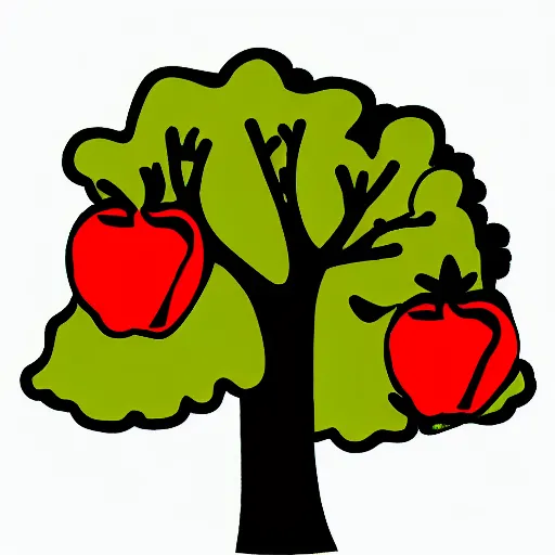 Prompt: an apple tree, image suitable for use as an icon, simple cartoon style