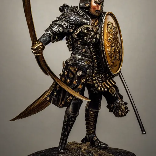 Image similar to a baroque warrior, highly detailed in the style of nekro