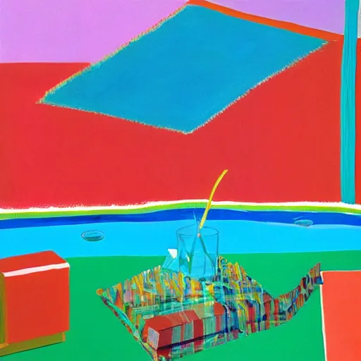 Image similar to having a cool party birthday party, painting by david hockney