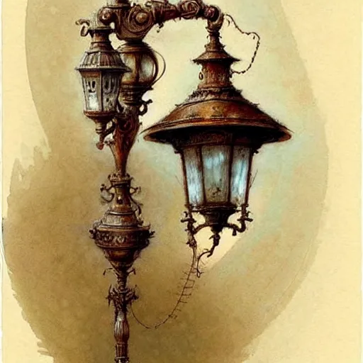 Prompt: ( ( ( ( ( ornate hanging old lamp. muted colors. ) ) ) ) ) by jean - baptiste monge!!!!!!!!!!!!!!!!!!!!!!!!!!!