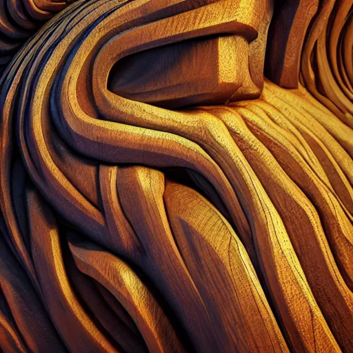 Prompt: wooden sculpture of leviathan, wide shot, vibrant color details, zbrush, hyper realistic, golden ratio, macro lens, unreal engine, octane render, symmetri