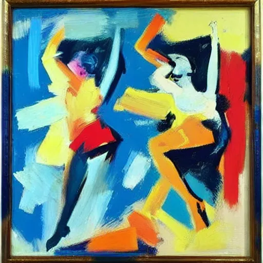 Prompt: Marilyn Monroe dancing in the style Willem de Kooning , using thick impasto paint