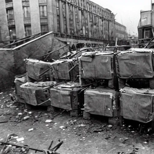 Prompt: Minions barricade themselves on Berlin preparing for the defense of the city against the soviets, Berlin's last stand, second world war, 1945, award winning, historical footage