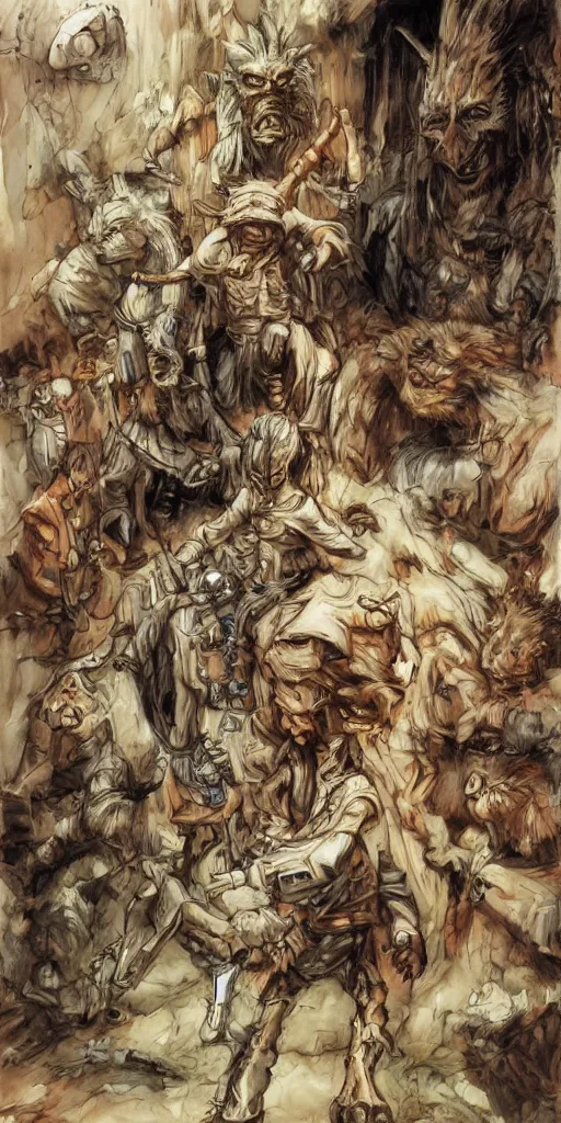 Image similar to oil painting scene from labyrinth by kim jung gi