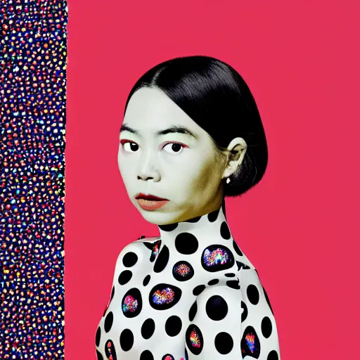 Image similar to a yayoi kusama 2 0 2 2 portrait of a girl, colorfull, 4 k, vogue