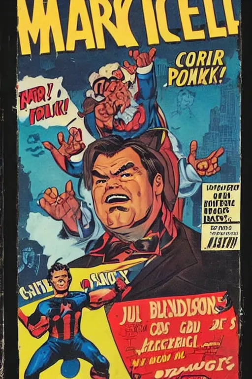 Image similar to jack black on the cover of a marvel comicbook from the 5 0 s