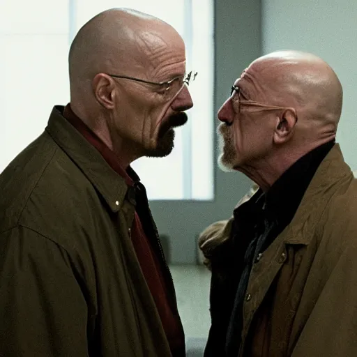 Image similar to Walter White and Mike Ehrmantraut kissing