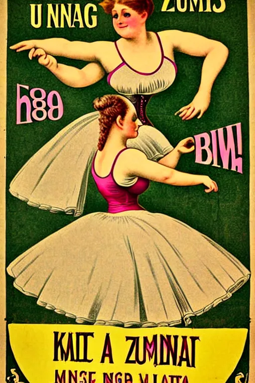 Image similar to 1880s zumba fitness art poster