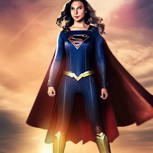 Prompt: Gal Gadot as Supergirl, photo realistic, dynamic lighting, volumetric lighting