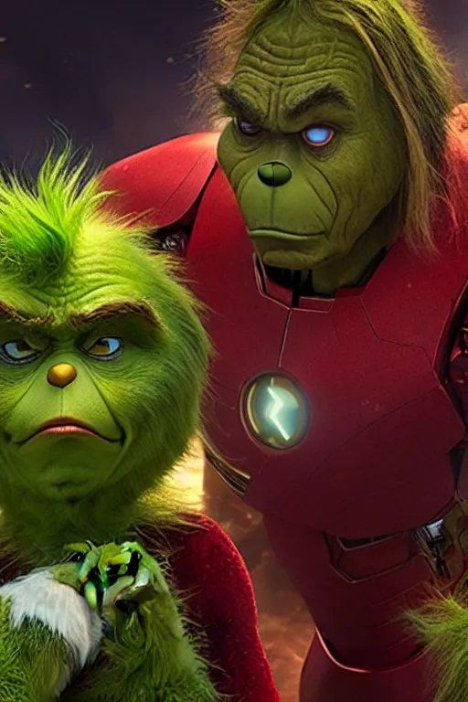 Image similar to The Grinch that stole Ironman's armor, Ironman Grinch, 4k