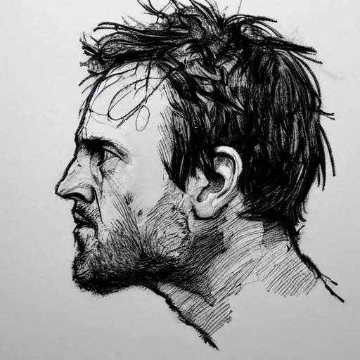 Image similar to a realistic yet scraggly portrait sketch of the side profile of a stern and sophisticated jesse pinkman, trending on artstation, intricate details, in the style of frank auerbach, in the style of sergio aragones, in the style of martin ansin, in the style of david aja, in the style of mattias adolfsson