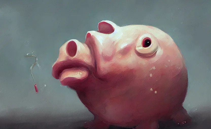 Prompt: A painting of Blobfish Smoothie trending on artstation in the style of Greg Rutkowski