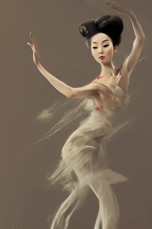 Image similar to magnificent full body geisha prima ballerina dancing in the wind, intricate, elegant, volumetric lighting, digital painting, highly detailed, artstation, sharp focus, illustration, concept art, ruan jia, steve mccurry