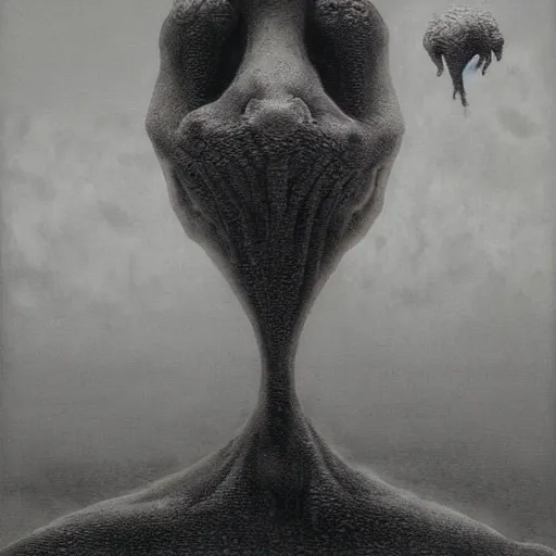 Prompt: Orphan Abomination by Zdzisław Beksiński