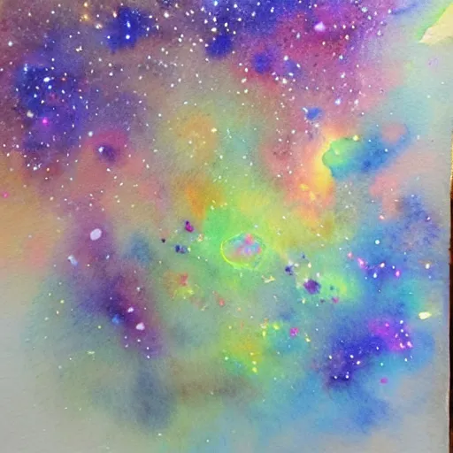 Image similar to opal galaxy, watercolour