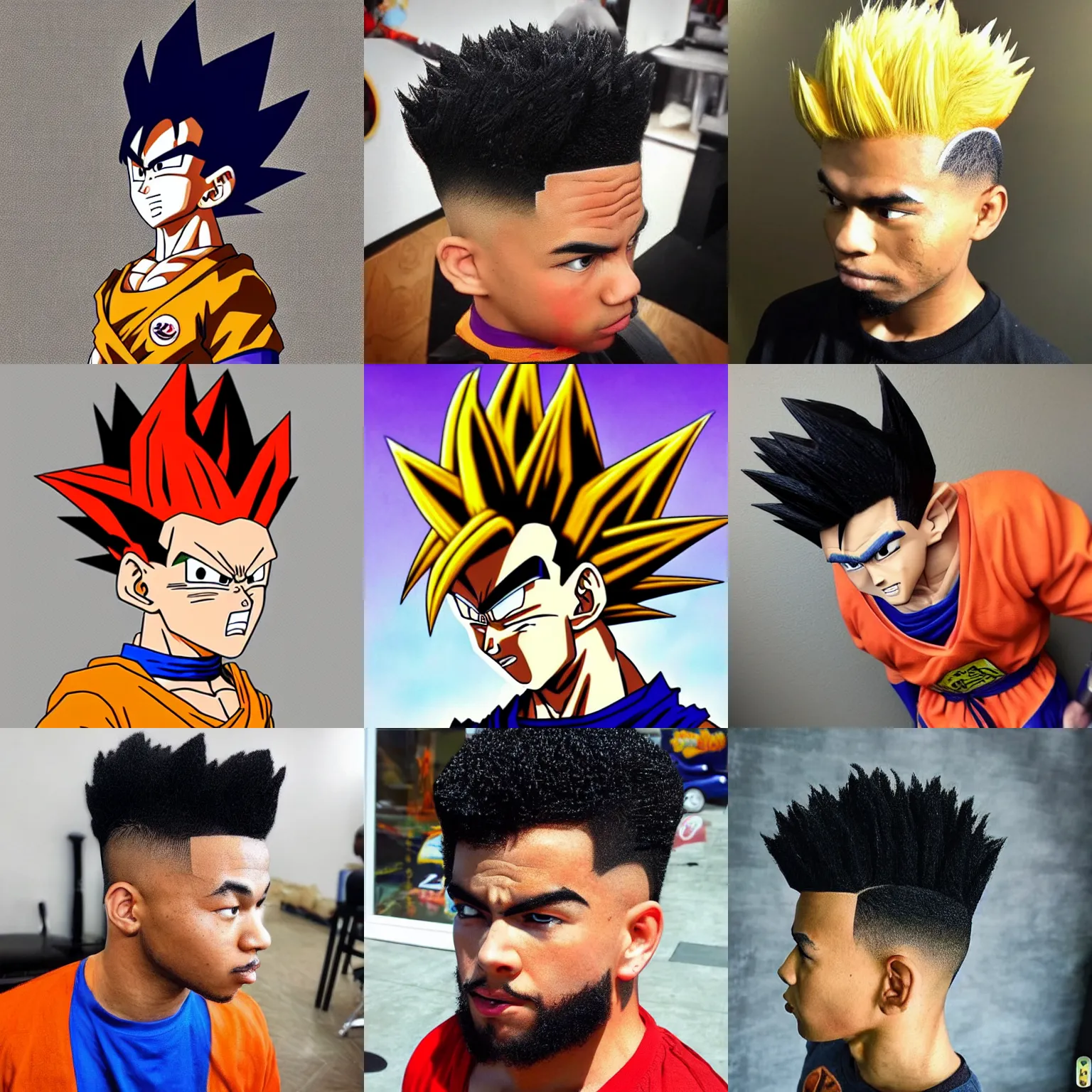 Prompt: dragon ball z goku with a hightop fade