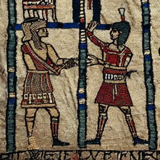 Prompt: bayeux tapestry tiktok for you page