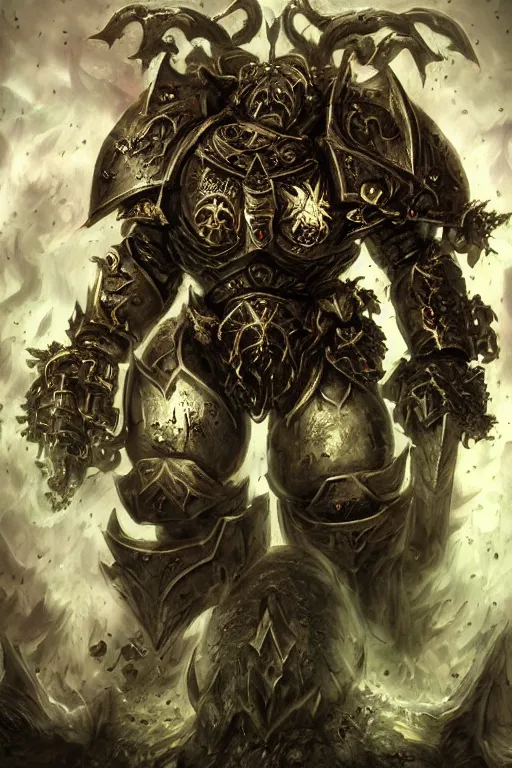 Image similar to chaos space marine, fantasy, warhammer, highly detailed, digital art, sharp focus, trending on art station, nurgle