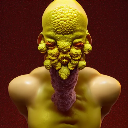 Prompt: man made out of lemon skin, head is exploding into jam : ornate, dynamic, particulate, intricate, elegant, highly detailed, centered, artstation, smooth, sharp focus, octane render