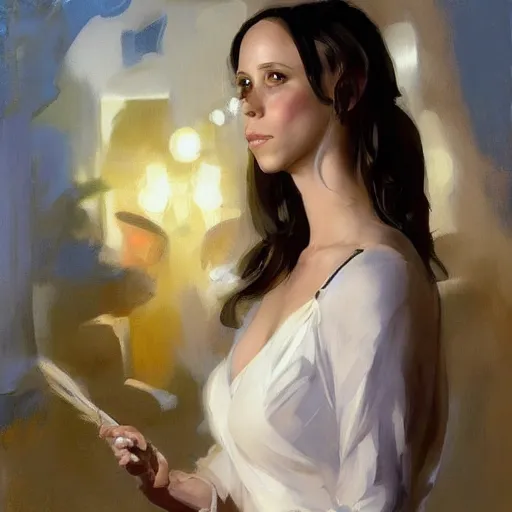 Image similar to portrait of jennifer love hewitt greg manchess painting by sargent and leyendecker, studio ghibli, fantasy, medium shot, asymmetrical, intricate, elegant, matte painting, illustration, hearthstone, by greg rutkowski, by greg tocchini, by james gilleard, by joe fenton