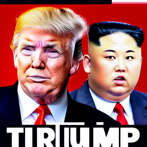 Prompt: movie poster with donald trump and kim jong un