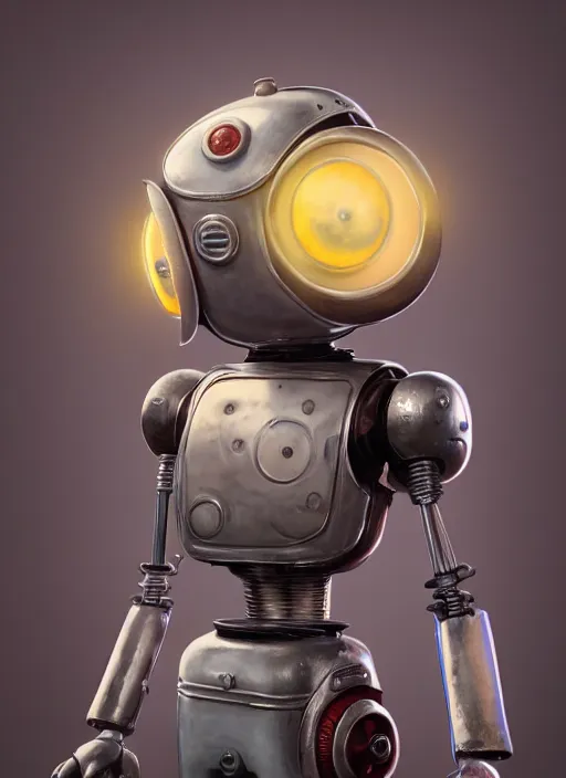 Image similar to highly detailed closeup, portrait of a 1 9 2 0 s retro toy robot, unreal engine, nicoletta ceccoli, mark ryden, earl norem, lostfish, global illumination, detailed and intricate environment