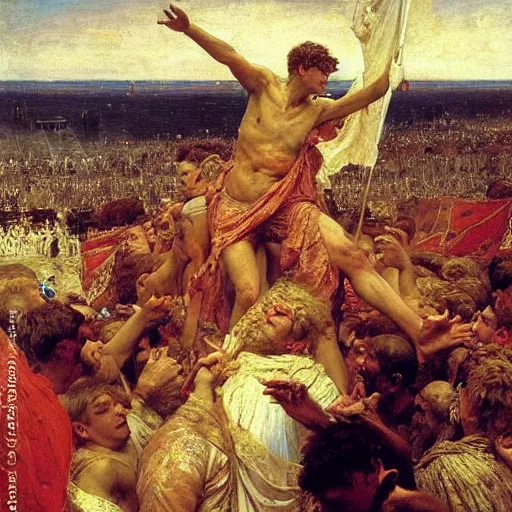 Prompt: the triumph of augustus, by ilya repin, oil on canvas, 1 8 8 3