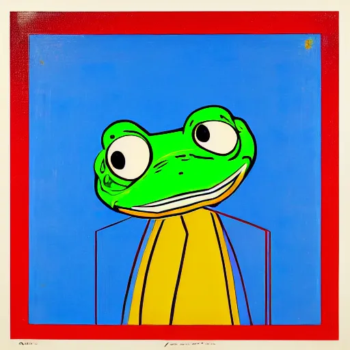 Image similar to a frog, pop art style, by Jasper Johns