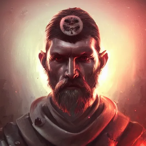 Image similar to grigori rasputin portrait, dystopia core, apocalyptic, armor, warrior, dramatic, sharp focus, fiction, neon, fantasy, hyper detailed, digital art, trending in artstation, cinematic lighting, studio quality, smooth render, unreal engine 5 rendered, octane rendered, art style and nixeu and wlop and krenz cushart