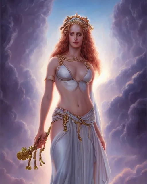 Prompt: A detailed painting of a full length portrait of Aphrodite, the Greek Goddess of love and beauty. By Anne Stokes and Steve Argyle and Daniela Uhlig and Tom Bagshaw. Trending on Artstation, digital character painting.