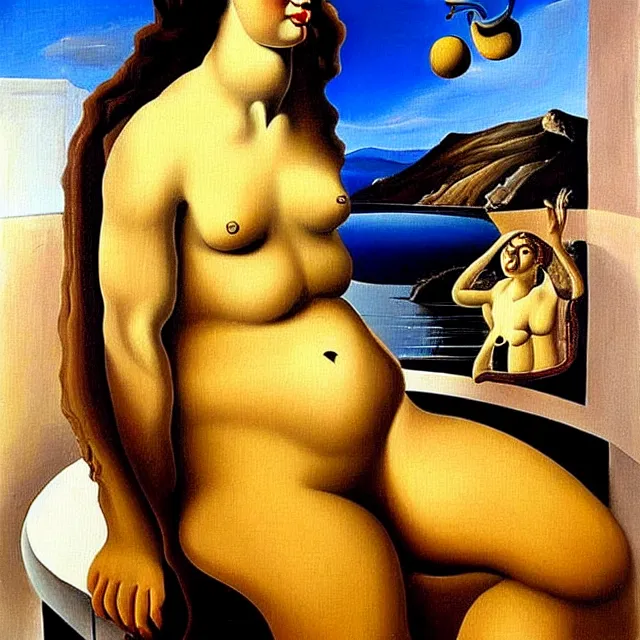 Image similar to a beautiful painting venus of milos, bathroom by salvador dali realistic oil painting