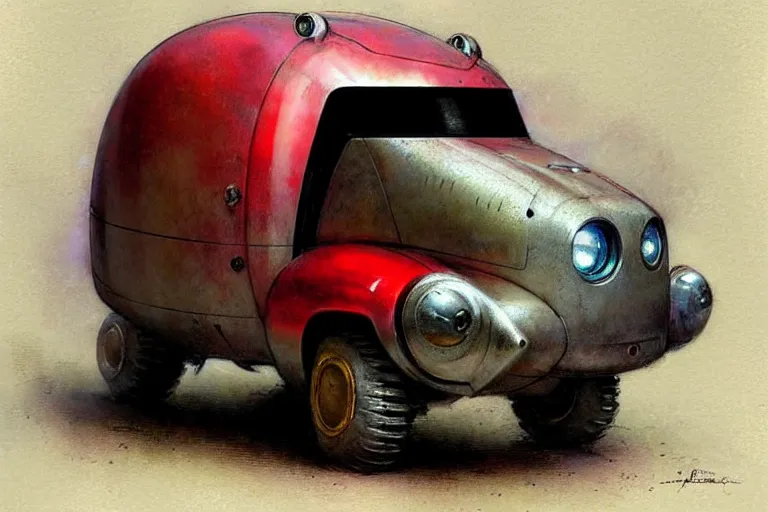 Image similar to adventurer ( ( ( ( ( 1 9 5 0 s retro future robot android fat rat truck. muted colors. ) ) ) ) ) by jean baptiste monge!!!!!!!!!!!!!!!!!!!!!!!!! chrome red