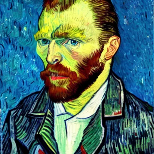 Image similar to grand theft auto ( gta ) vincent van gogh style self - portrait, popular on artstation