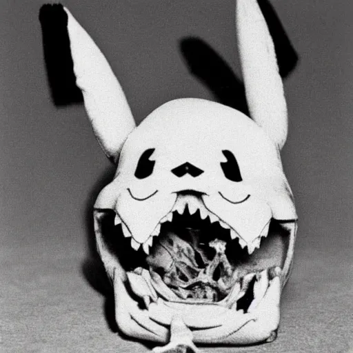 Image similar to real Pikachu skeleton photograph, highly detailed, 8K