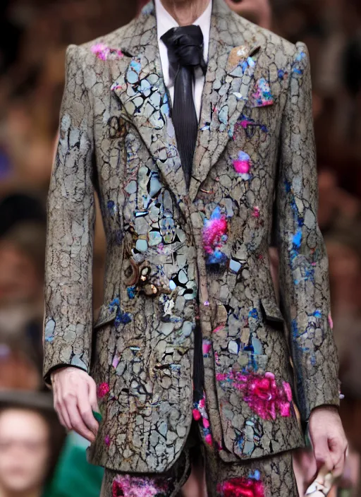 Image similar to hyperrealistic and heavy detailed gucci runway show of albert einstein, leica sl 2 5 0 mm, vivid color, high quality, high textured, real life