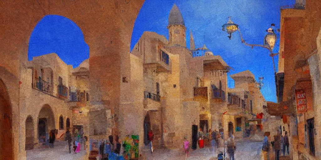 Prompt: mardin old town, digital oil painting, deviantart