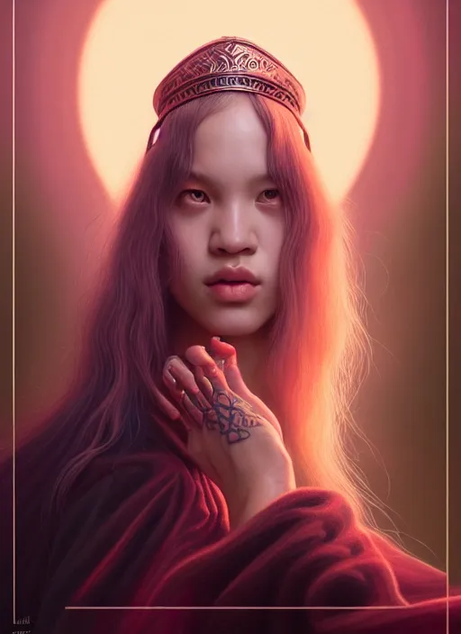 Image similar to jossi of blackpink, king, tarot card, highly detailed, digital painting, smooth, sharp focus, illustration, ultra realistic, octane, render, unreal engine 8 k, art by artgerm and agostino arrivabene