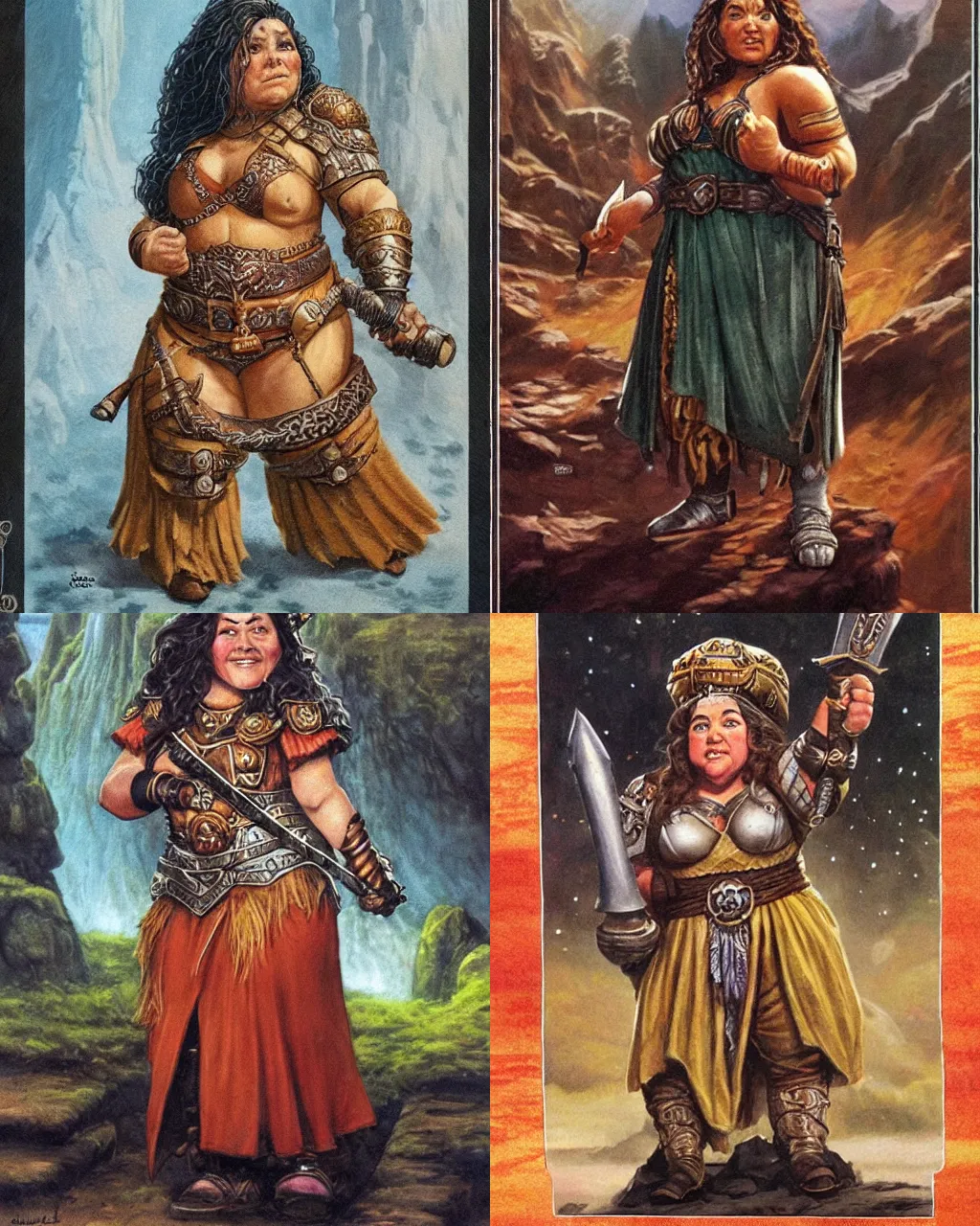 Prompt: female dwarven noblewoman, chubby short stature | by jeff easley