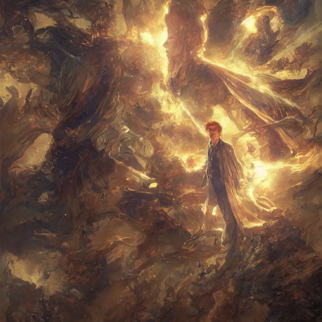 Image similar to david bowie as doctor who, radiant light, caustics, heroic, bright iridescent light, by gaston bussiere, bayard wu, greg rutkowski, maxim verehin