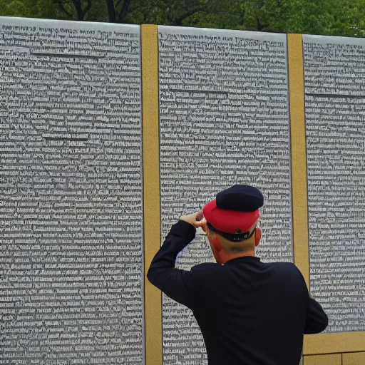 Prompt: mario dabbing, vietnam memorial background