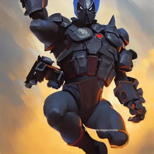 Image similar to greg manchess portrait painting of an armored dark iron spiderman as overwatch character, medium shot, asymmetrical, profile picture, organic painting, sunny day, matte painting, bold shapes, hard edges, street art, trending on artstation, by huang guangjian, gil elvgren, ruan jia, greg rutkowski, gaston bussiere