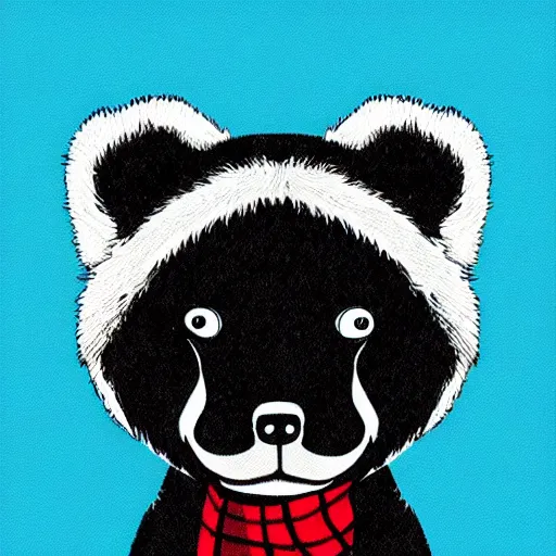 Image similar to badger wearing a scarf, cartoon style