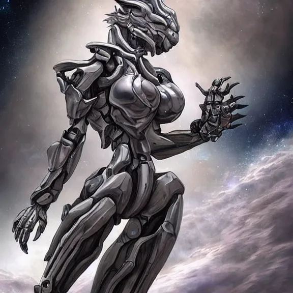 Image similar to giant stunning goddess shot, galactic sized beautiful hot anthropomorphic robot mecha female dragon, floating alone in space, larger than the planet, holding the earth, the earth a mere marble in her hand, detailed sleek silver armor, sharp claws, epic proportions, epic scale, highly detailed digital art, sci fi, furry art, macro art, dragon art, goddess art, warframe fanart, destiny fanart, anthro, furry, giantess, macro, furaffinity, deviantart, 8k 3D realism