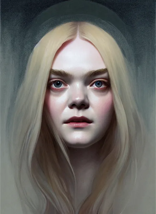 Image similar to symmetry!! portrait of elle fanning in prey, horror, fashion, dark!! intricate, elegant, highly detailed, digital painting, artstation, concept art, smooth, sharp focus, illustration, art by artgerm and greg rutkowski and alphonse mucha