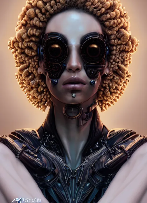 Image similar to soft lustrous hard tech ebony ivory biotech raver gutter punk cyborg bioweapon, golden ratio, details, sci - fi, dark fantasy, cyberpunk, intricate, decadent, ornate, highly detailed, digital painting, octane render, 8 k, artstation, concept art, smooth, sharp focus, illustration, art by artgerm, loish, wlop