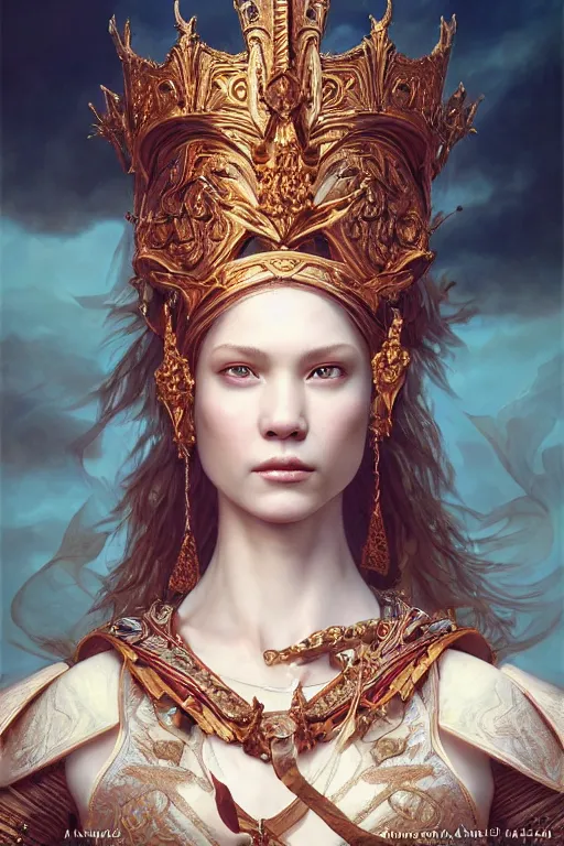 Image similar to a masterpiece ultrarealistic ultradetailed portrait of a very beautiful warrior queen, baroque renaissance. medium shot, intricate, elegant, by stanley artgerm lau, wlop, rossdraws, james jean, andrei riabovitchev, marc simonetti, light by julie bell, porcelain skin. global illumination. vfx